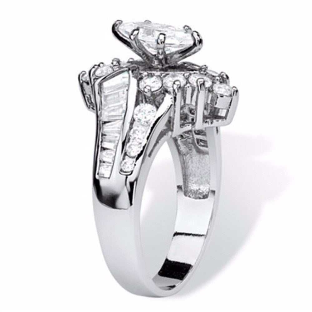 Wholesale 18k gold plated diamond irregular horse eye shape step zircon ring